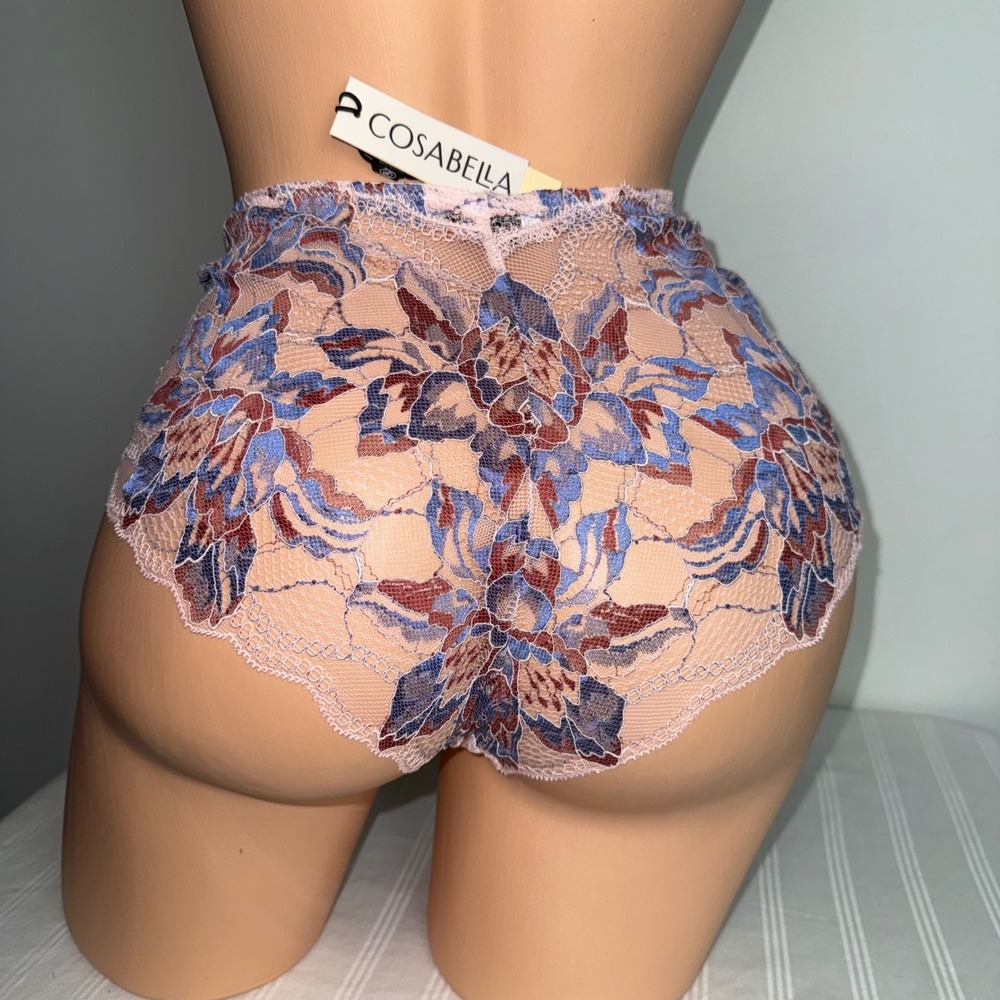 Cosabella Paradiso‎ V Hipster Panty Pink Lilly Luz Floral Lace XL NEW
